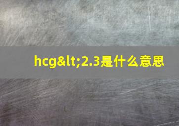 hcg<2.3是什么意思